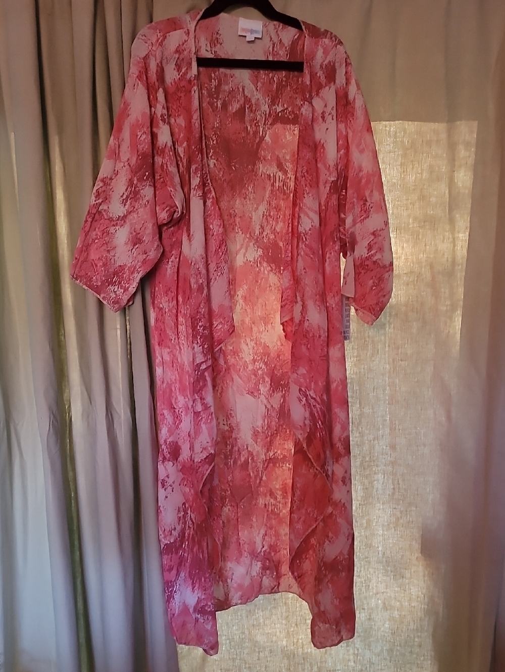 LuLaRoe Pink Marble-Print Duster Kimono Shirley